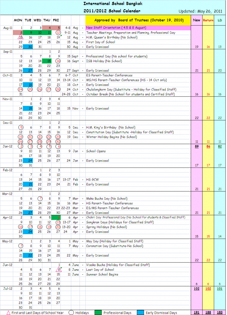 Calendar 2011-2012