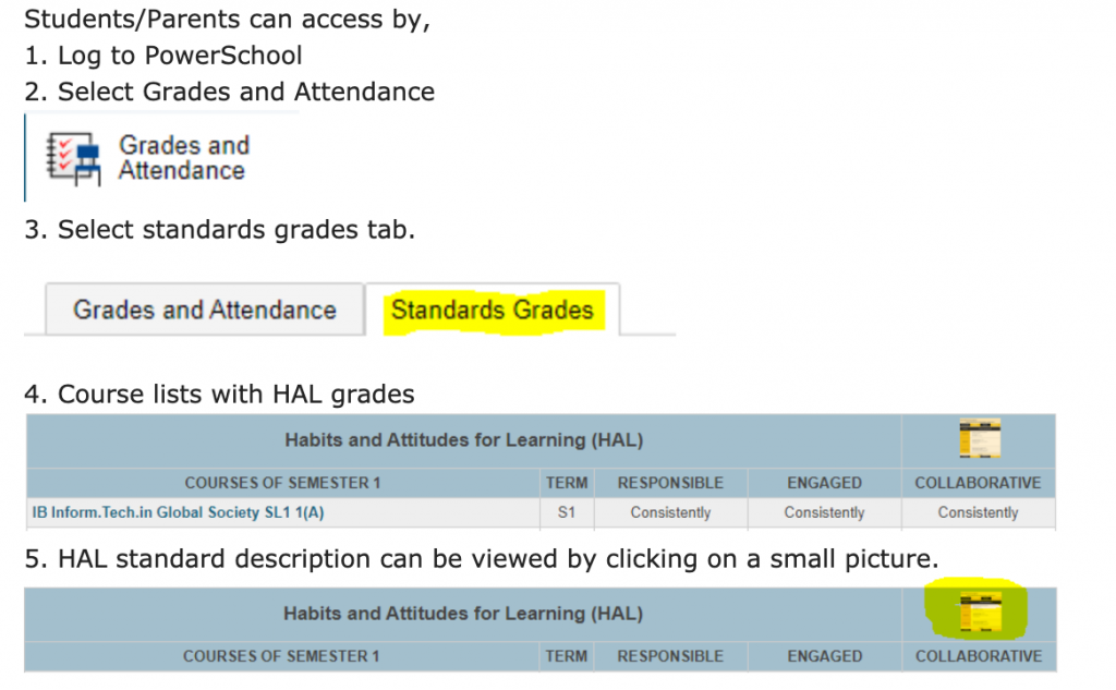 How to access HAL grades on PowerSchool